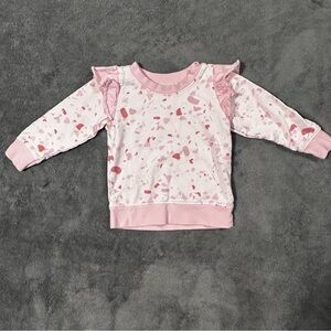monica + andy Pink Ruffle Shoulder Sweatshirt - 100% Organic Cotton - 3T Girls